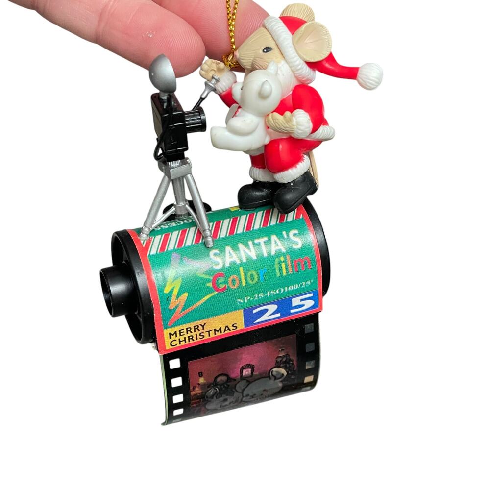 Vintage Trevco Ornament Santa Mouse on Colored Film Roll Camera Christmas w/ Box
